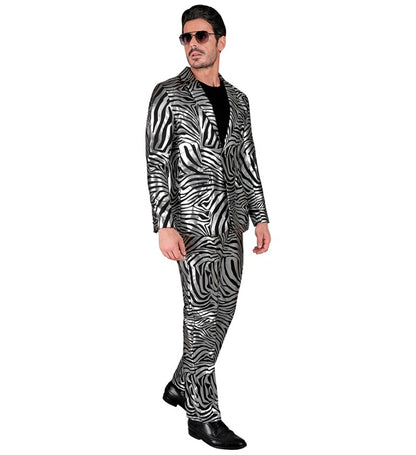 Silver Animalier Party Fashion Suit  Jacket, Pants 