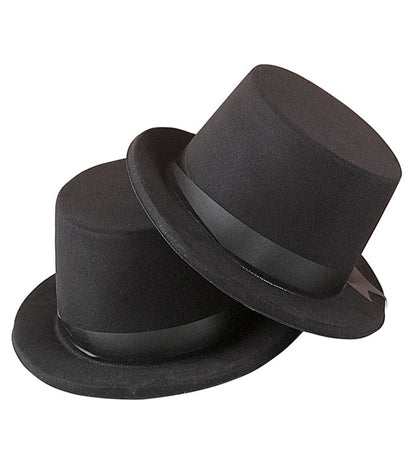 Flocked Top Hat & Bowler Hat With Decorative Ribbon