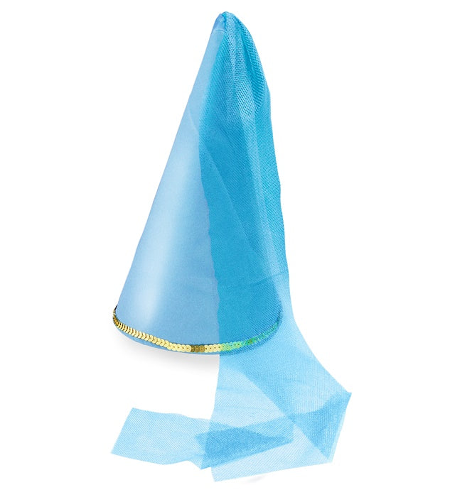 Satin Fairy Hat With Veil Light Blue