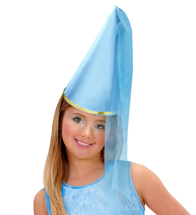 Satin Fairy Hat With Veil Light Blue