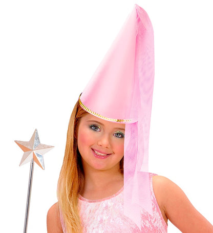 Satin Fairy Hat With Veil Light Pink