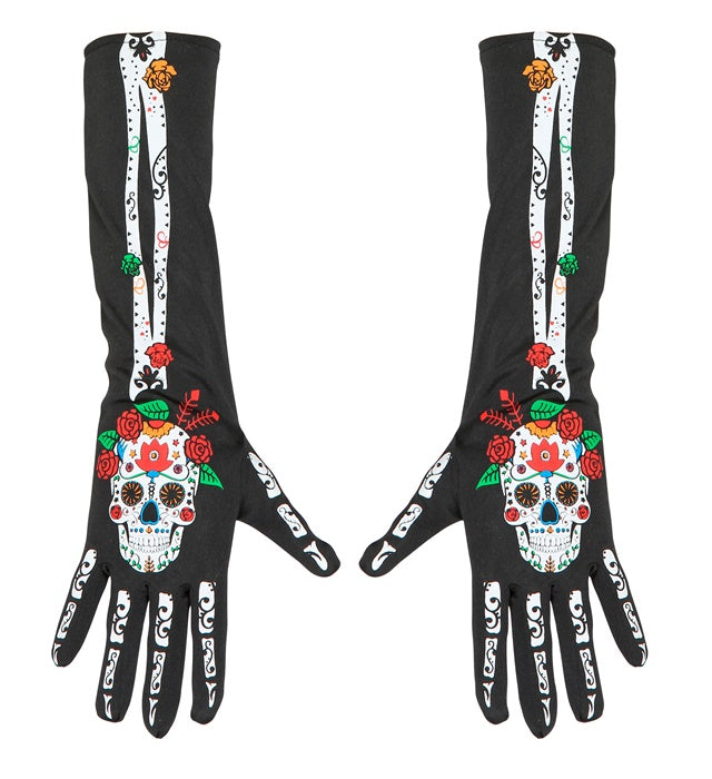 Dia De Los Muertos Gloves 40 Cm