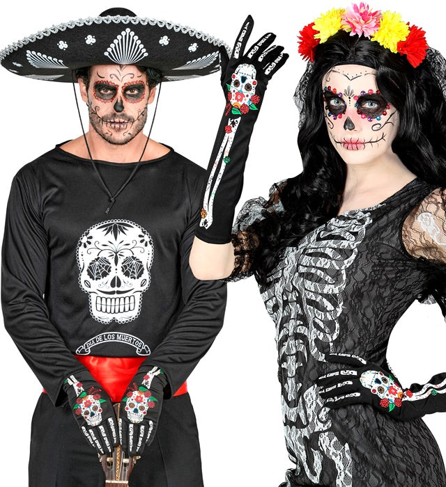 Dia De Los Muertos Gloves 40 Cm