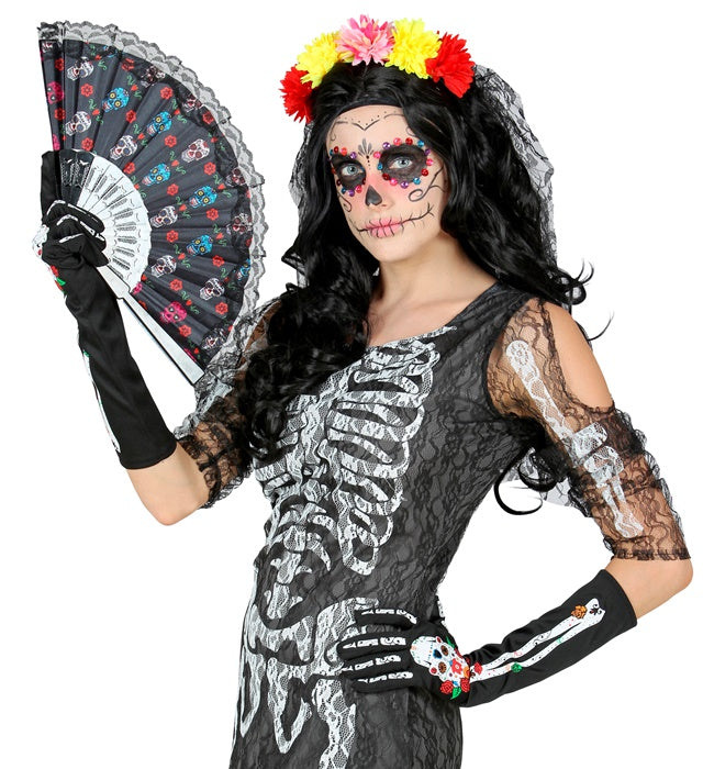 Dia De Los Muertos Gloves 40 Cm