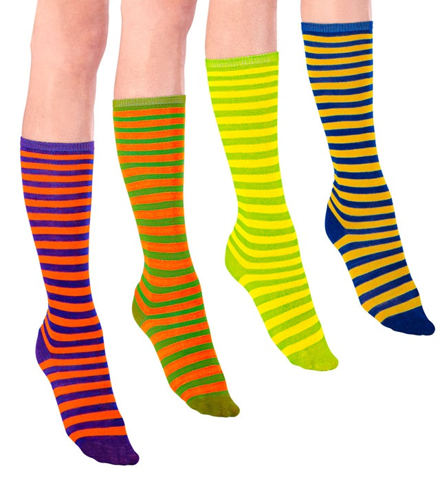 Neon Striped Socks 4 Color Combinations Ass.