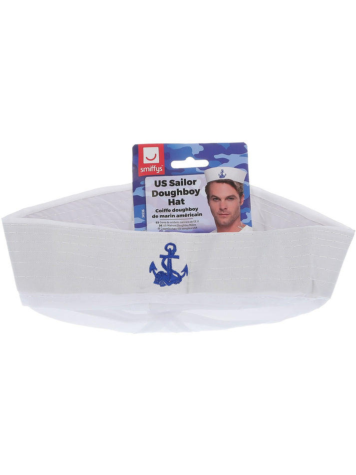 US Sailor Doughboy Hat White with Blue Anchor Motif 2