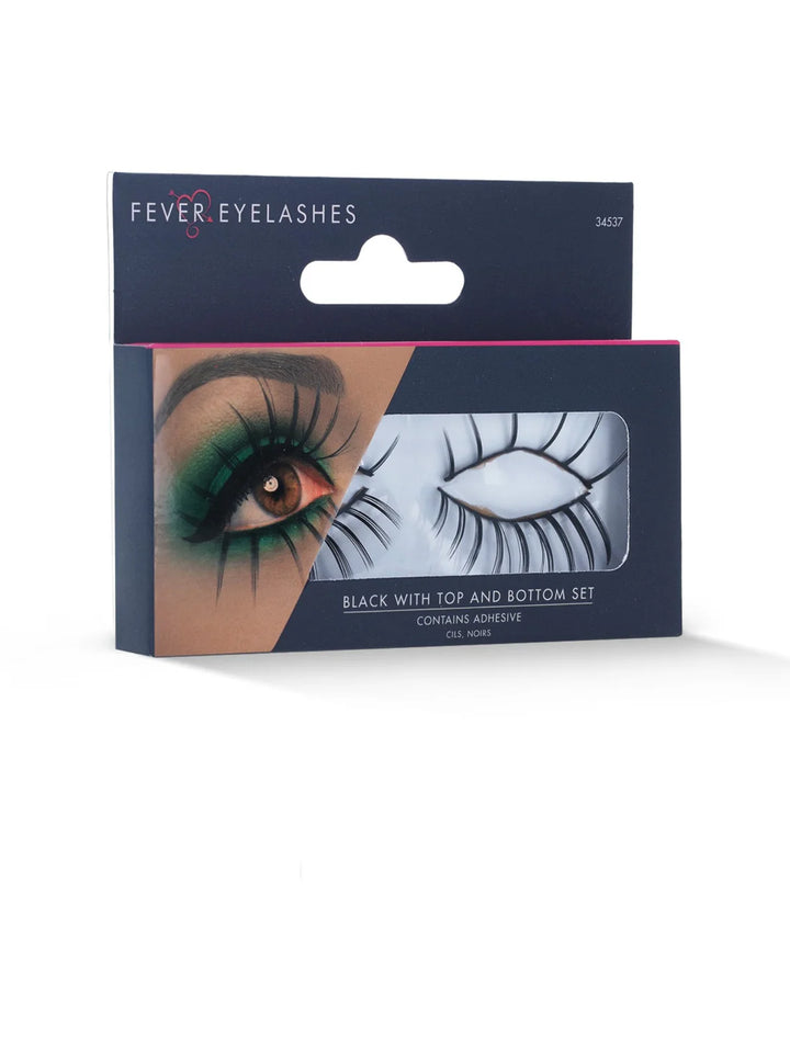 Eyelashes Top and Bottom Set Long Adult Black