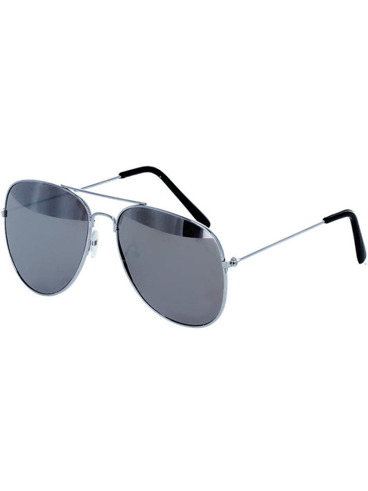 Aviator Specs Silver Mirror Adult Costume Accessory 2
