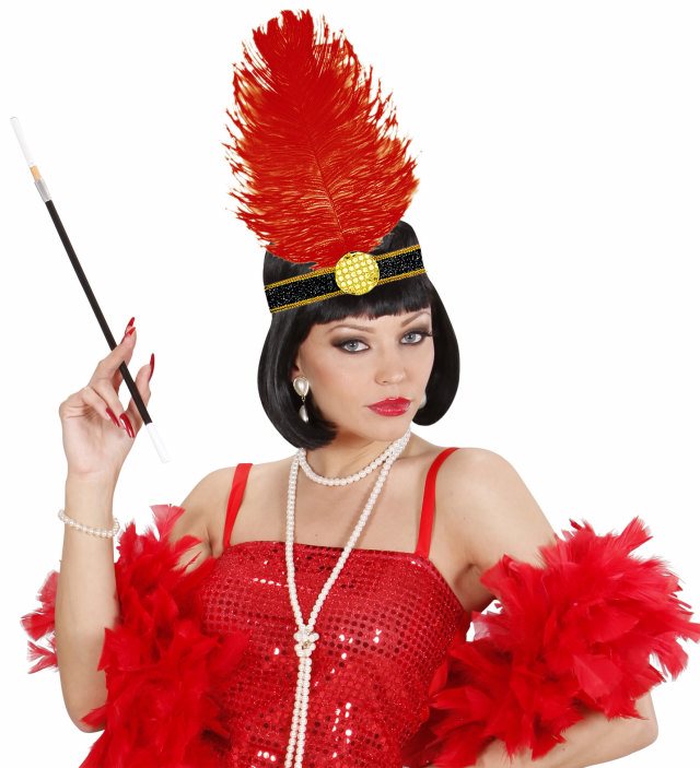 Charleston Headband With Feather3 Colors Ass.