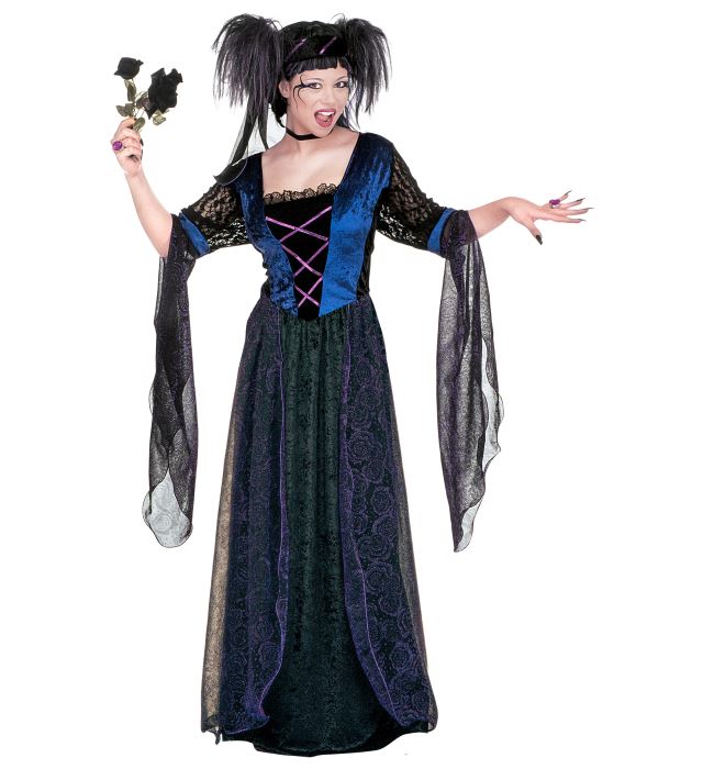 Gothic Princess  Velvet Dress With Veils, Headpiece With Veil 
