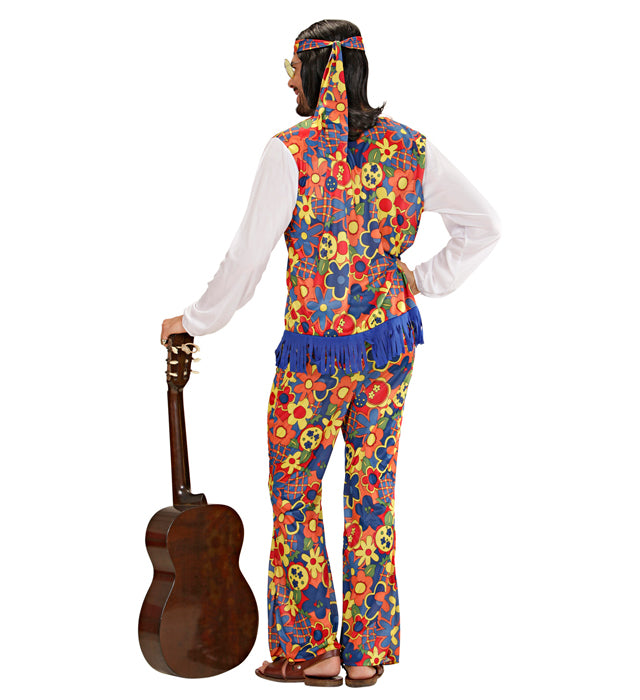 Hippie Man  Shirt With Vest, Pants, Headband, Necklace With Medallion 