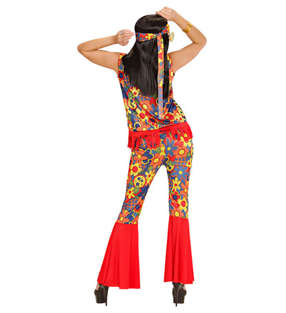 Hippie Woman  Top, Vest, Pants, Headband, Necklace With Medallion 