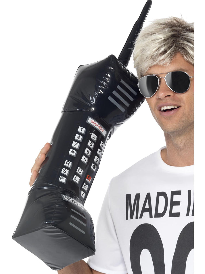 Inflatable Retro Mobile Phone Adult Black 76cm Costume Prop 1