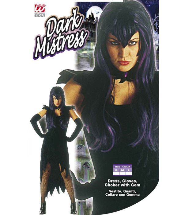Dark Mistress Velvet  Dress, Gloves, Choker With Gem 
