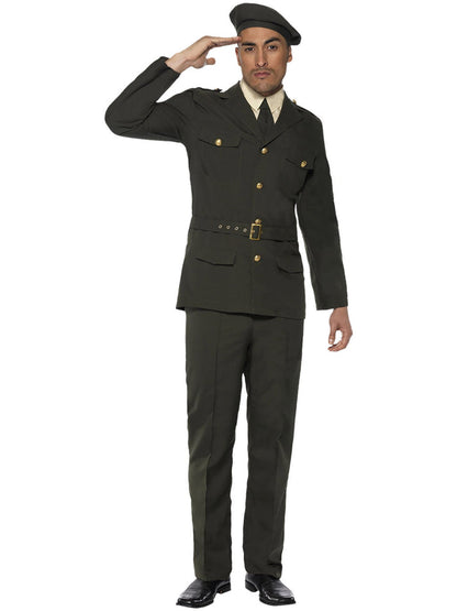 Wartime Officer Adult Green Beret Tie Trousers Belt and Jacket 4