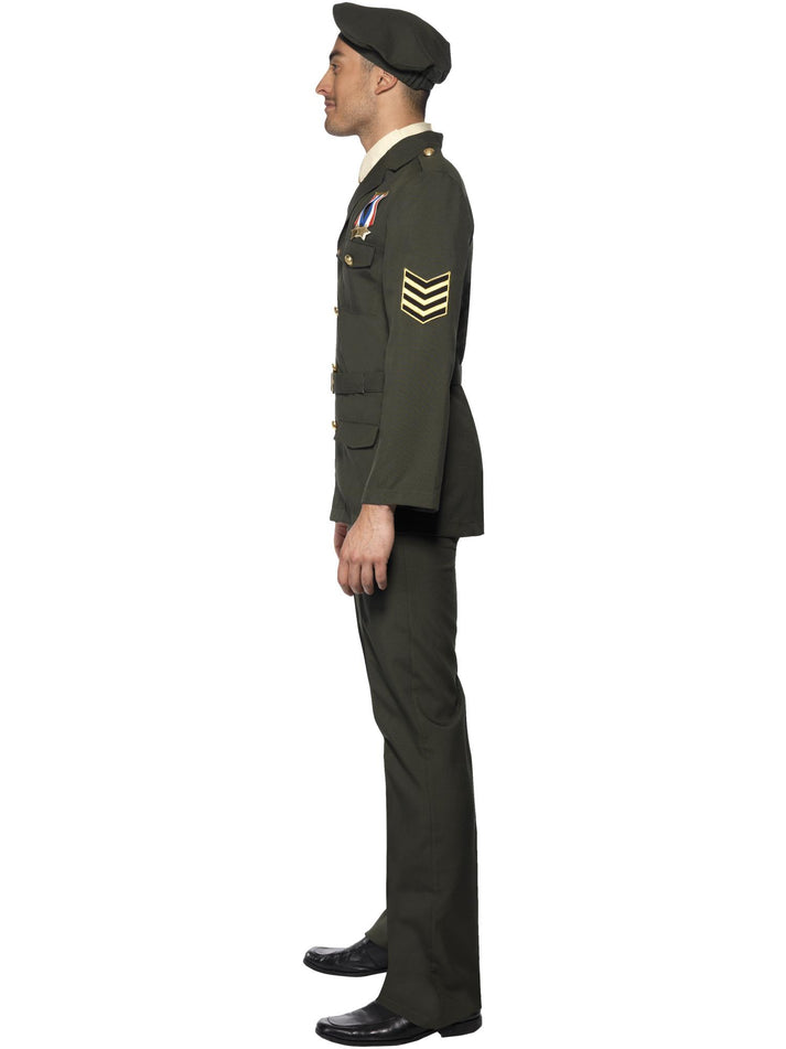 Wartime Officer Adult Green Beret Tie Trousers Belt and Jacket 2