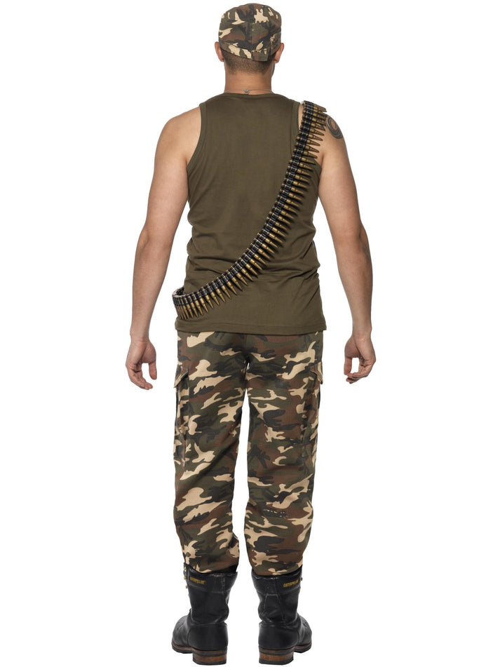 Khaki Camo Costume Adult Vest Trousers Hat 90s Boy Band Style Army Outfit 3