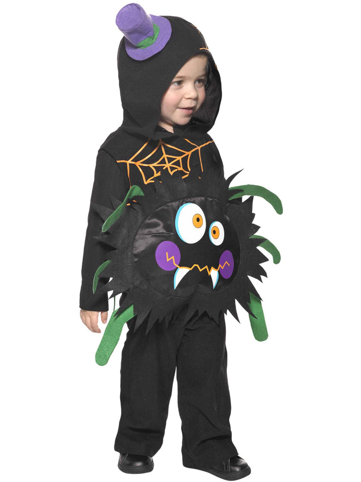 Crazy Spider Costume Kids Black Hooded Tabbard 2