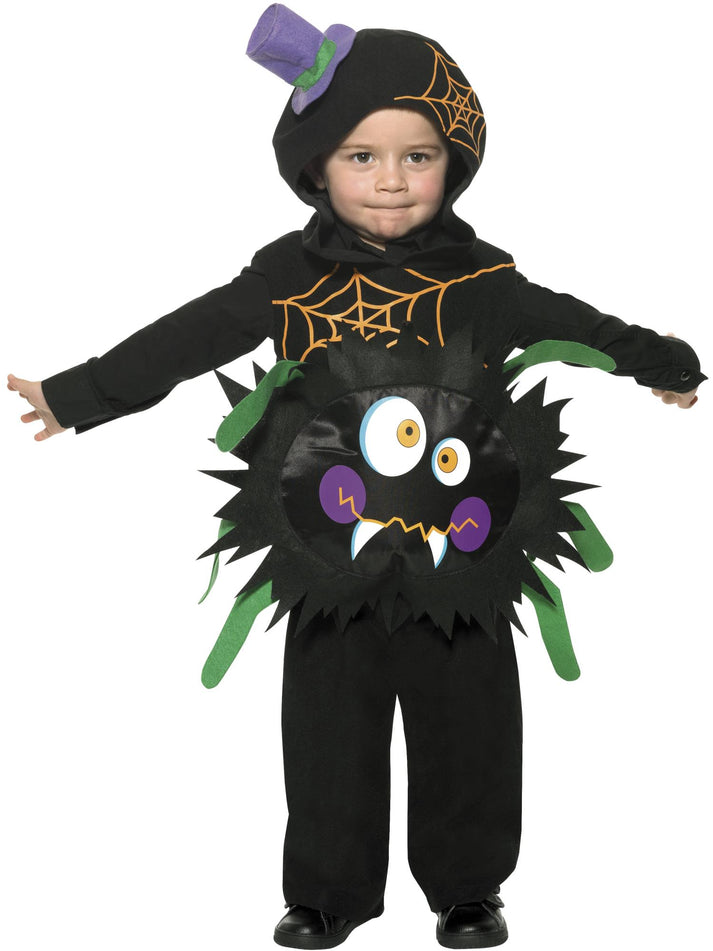 Crazy Spider Costume Kids Black Hooded Tabbard 1