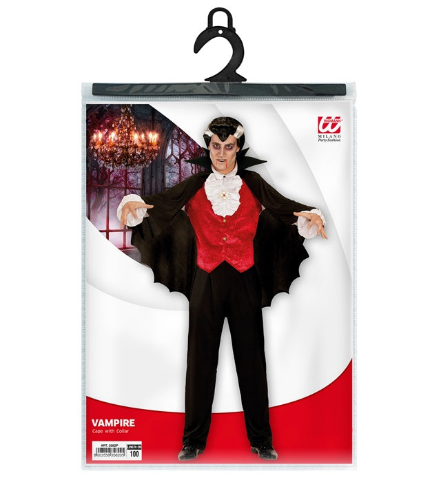 Black Vampire Cape With Stand-Up Collar 100 Cm