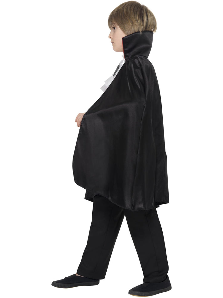 Dracula Boy Costume Kids Black Cape Red Cummerbund Waistcoat and White Cravat 2