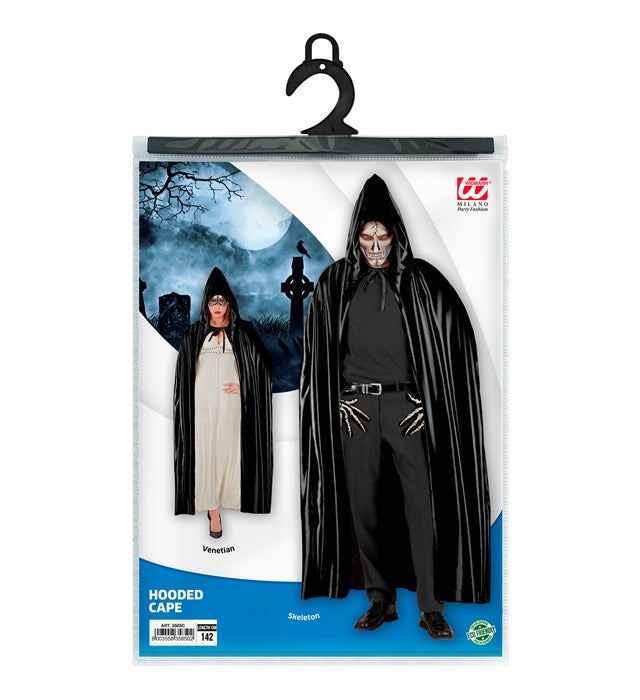 Black Hooded Cape - 142 Cm
