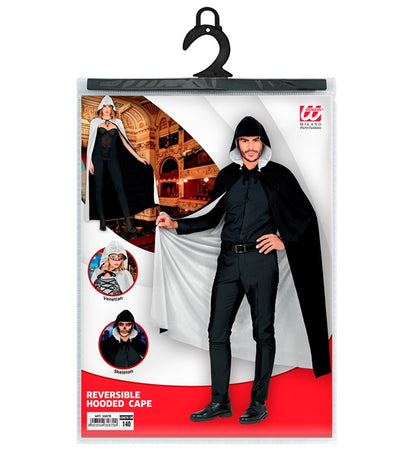 Black/White Reversible Hooded Cape 140 Cm