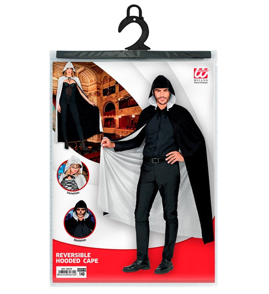 Black/White Reversible Hooded Cape 140 Cm