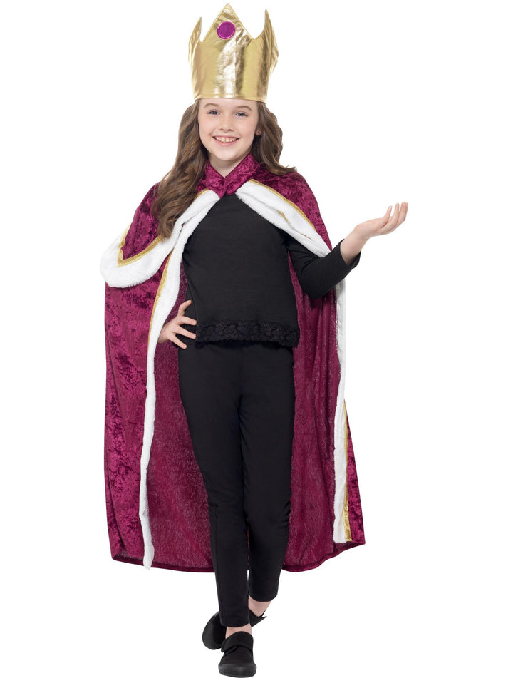 Kiddy King Costume Kids Purple White Robe and Gold Crown 4