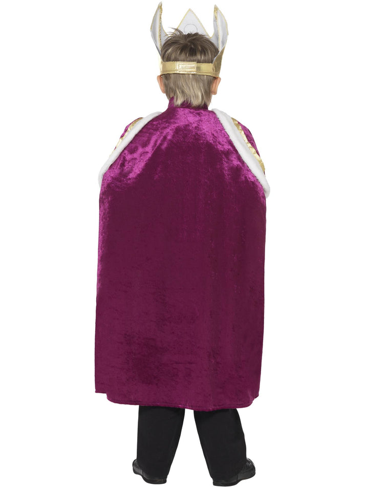 Kiddy King Costume Kids Purple White Robe and Gold Crown 3