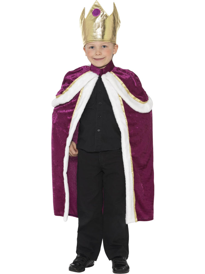 Kiddy King Costume Kids Purple White Robe and Gold Crown 1