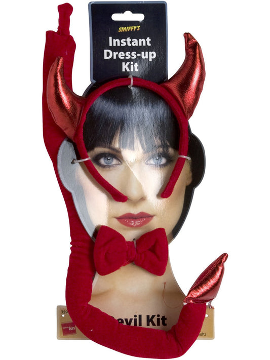 Devil Set Red with Horns Tail and Bow Tie Adult Costume Accessory 2