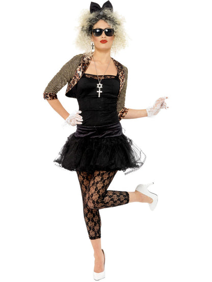80s Wild Child Adult Costume Jacket Top Tutu Leggings Gloves and Headband 4