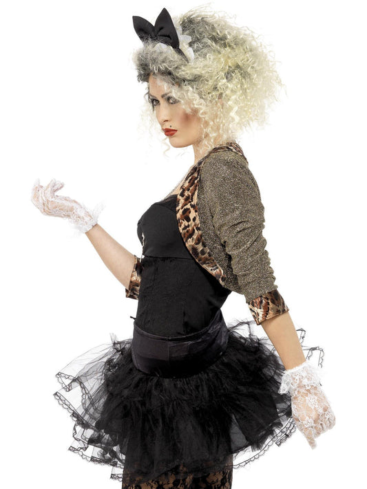 80s Wild Child Adult Costume Jacket Top Tutu Leggings Gloves and Headband 2