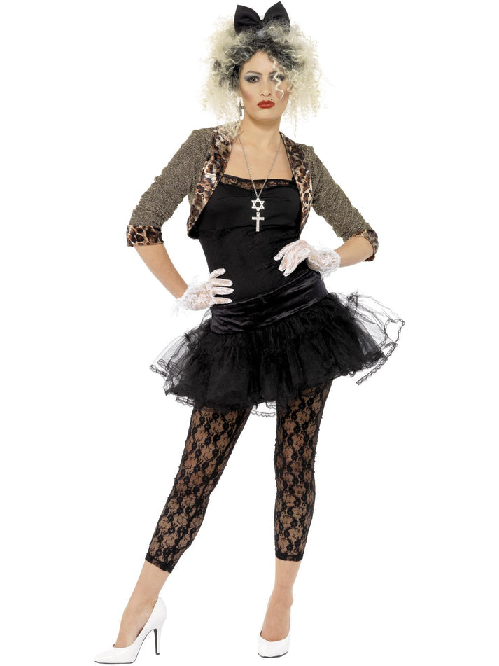80s Wild Child Adult Costume Jacket Top Tutu Leggings Gloves and Headband 1