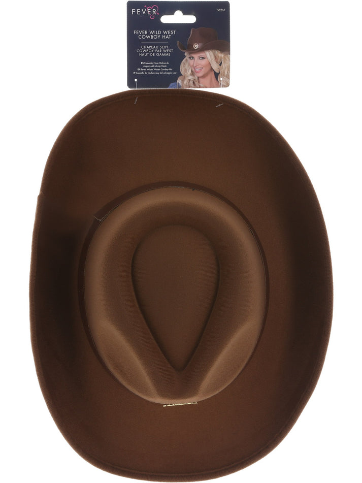 Fever Wild West Cowboy Hat Adult Brown Felt with Gold Star Detail