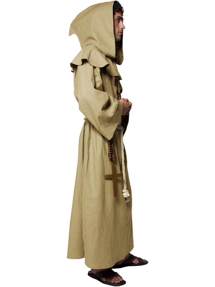Tales of Old England Friar Tuck Adult Costume Brown Robe Hood Belt and Cross 2