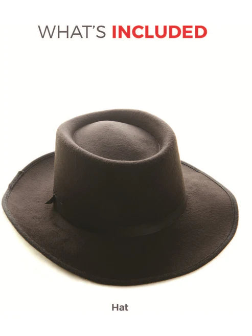 Authentic Western Gunslinger Hat Adult Black Wide Brimmed Costume Accessory