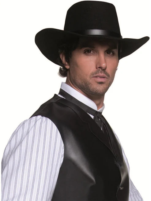 Authentic Western Gunslinger Hat Adult Black Wide Brimmed Costume Accessory