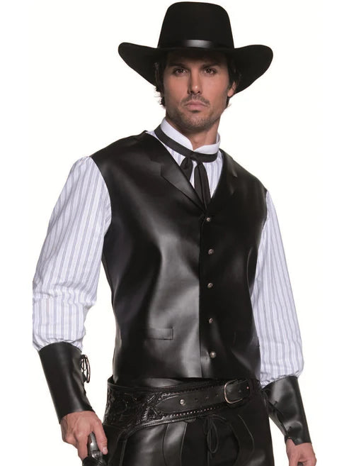 Authentic Western Gunslinger Hat Adult Black Wide Brimmed Costume Accessory