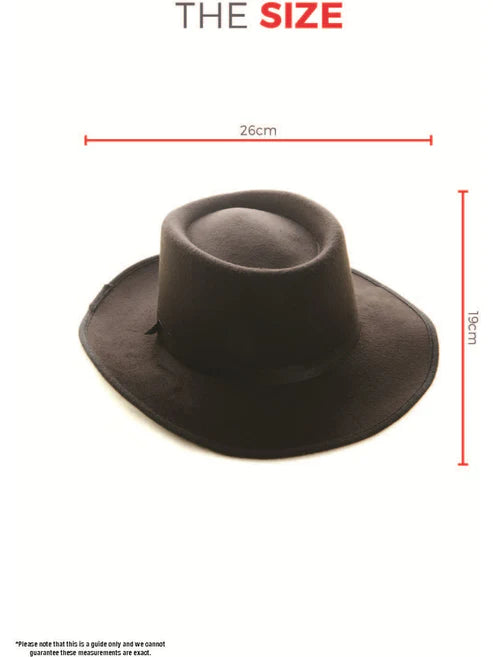 Authentic Western Gunslinger Hat Adult Black Wide Brimmed Costume Accessory