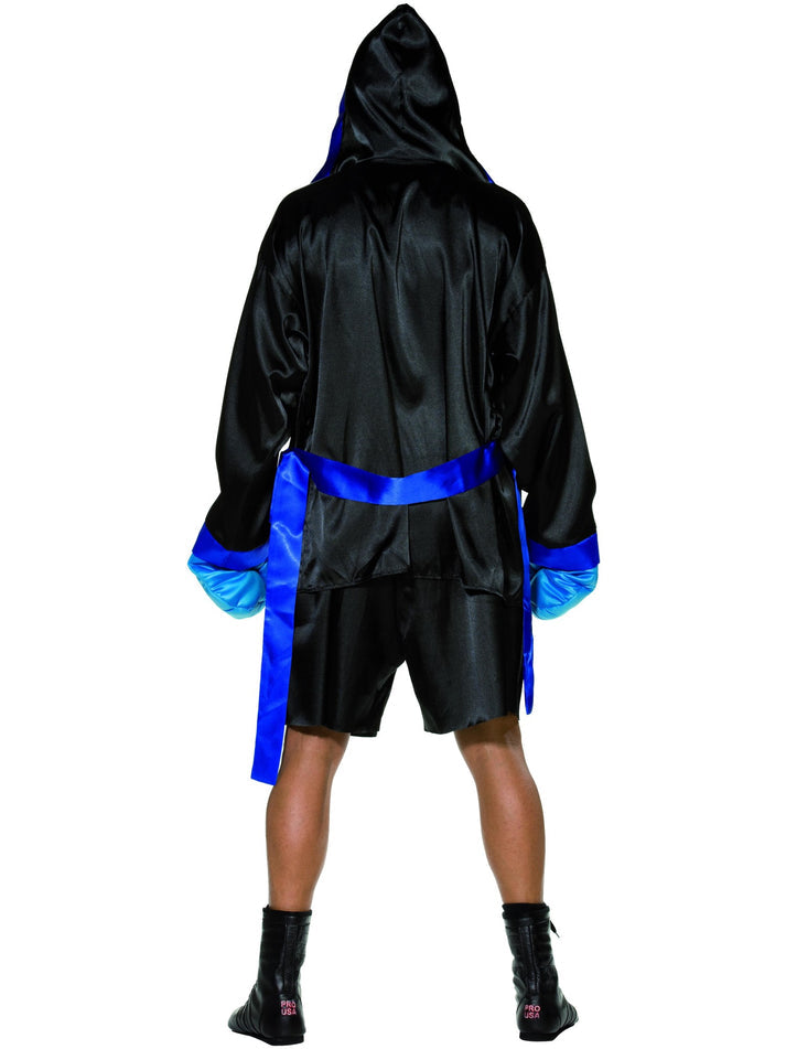 Boxer Costume Adult Black Blue Robe And Shorts Blue Belt And Gloves