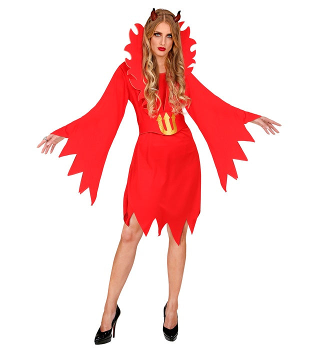 Devilin  Dress, Belt With Stand-Up Collar 