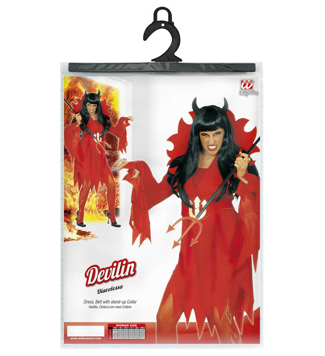 Devilin  Dress, Belt With Stand-Up Collar 