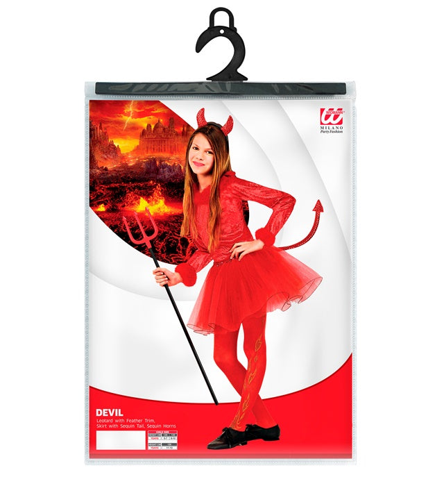 Devil  Leotard With Feather Trim, Skirt With Sequin Tail, Sequin Horns 