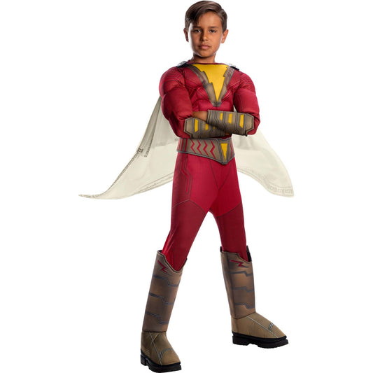 Shazam Costume Movie Childs Deluxe Red Muscle Jumpsuit 1