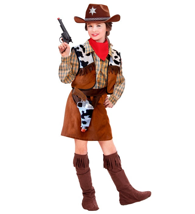 Cowgirl  Shirt, Vest, Skirt, Belt With Pistol Holster, Boot Covers 