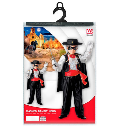 Masked Bandit Hero  Shirt With Jabot, Vest, Pants, Belt, Cape, Eyemask 