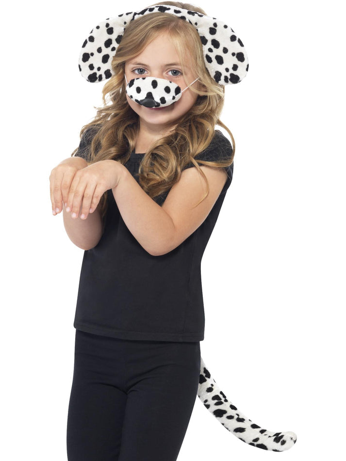 Dalmatian Kit Kids Black White Nose Tail and Ear Headband 1