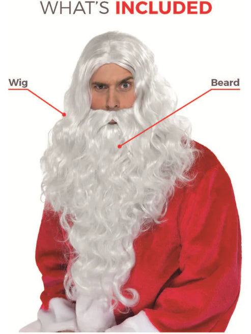 Traditional Santa White Wig and Beard Adult Xmas Costume Accessory
